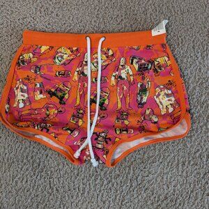 BNWT Star Wars Droids Printed Drawstring Sweat Shorts Orange Pink Size Small
